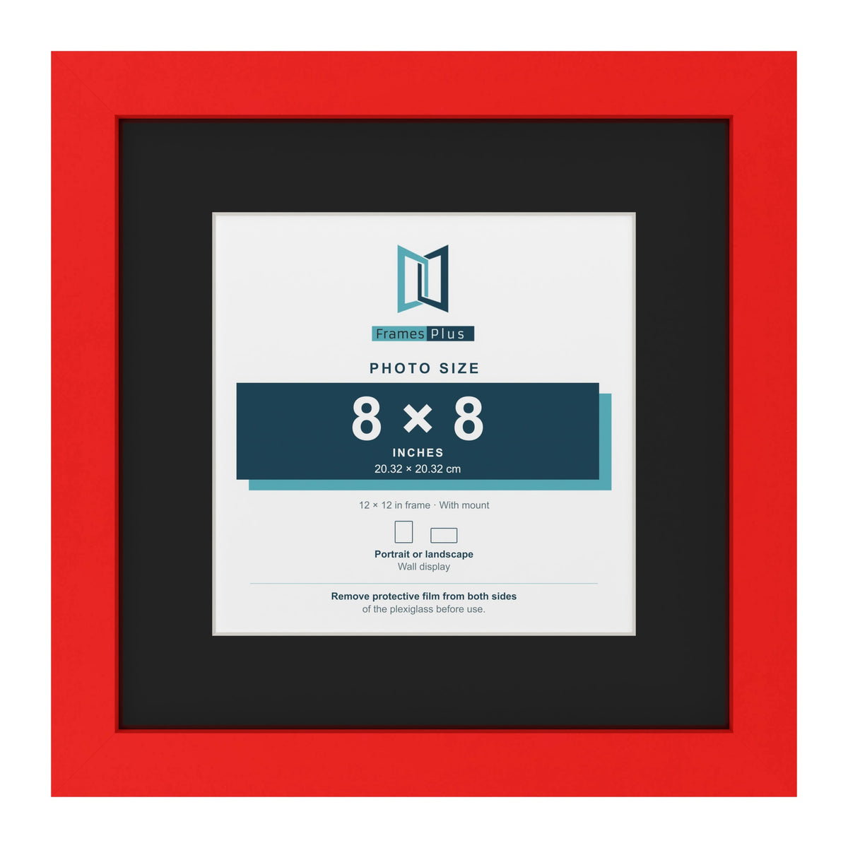 Red 12 x 12 inch picture frame with a black mount for an 8 x 8 inch photo