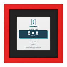 Red 12 x 12 inch picture frame with a black mount for an 8 x 8 inch photo