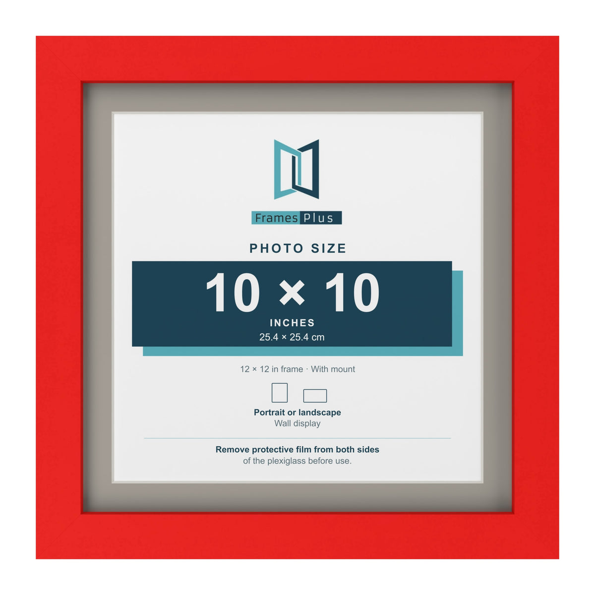 Red 12 x 12 inch picture frame with a Dawn Grey mount for a 10 x 10 inch photo