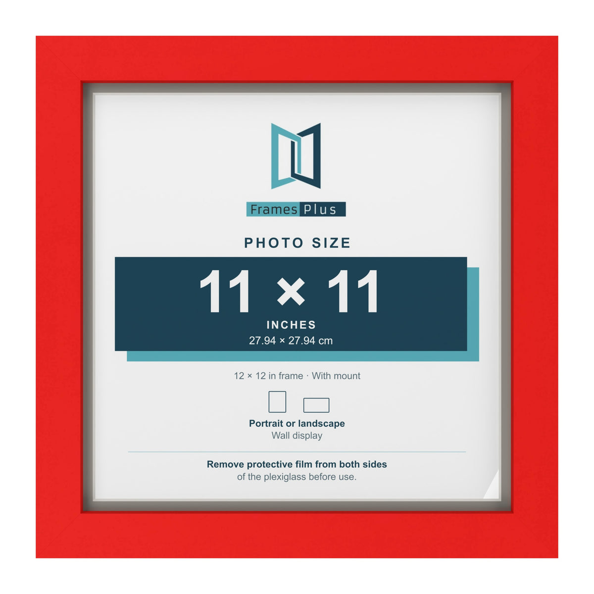 Red 12 x 12 inch picture frame with a Dawn Grey mount for an 11 x 11 inch photo