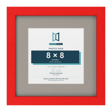 Red 12 x 12 inch picture frame with a Dawn Grey mount for an 8 x 8 inch photo