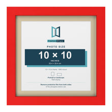Red 12 x 12 inch picture frame with an ivory mount for a 10 x 10 inch photo