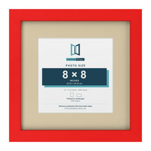 Red 12 x 12 inch picture frame with an ivory mount for an 8 x 8 inch photo