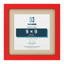 Red 12 x 12 inch picture frame with an ivory mount for a 9 x 9 inch photo