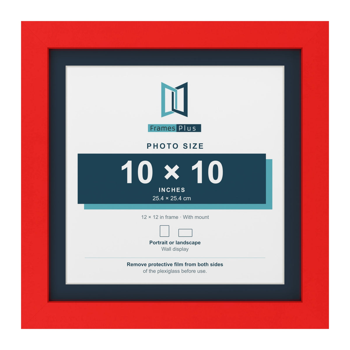 Red 12 x 12 inch picture frame with a Pacific Blue mount for a 10 x 10 inch photo