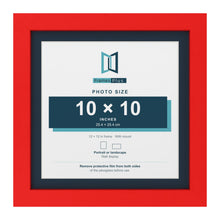 Red 12 x 12 inch picture frame with a Pacific Blue mount for a 10 x 10 inch photo