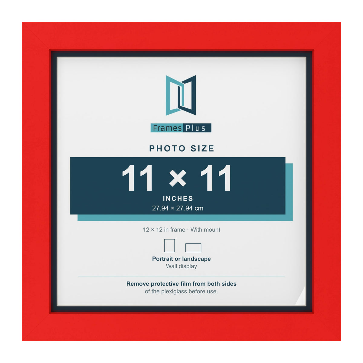 Red 12 x 12 inch picture frame with a Pacific Blue mount for an 11 x 11 inch photo