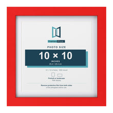 Red 12 x 12 inch picture frame with a white mount for a 10 x 10 inch photo