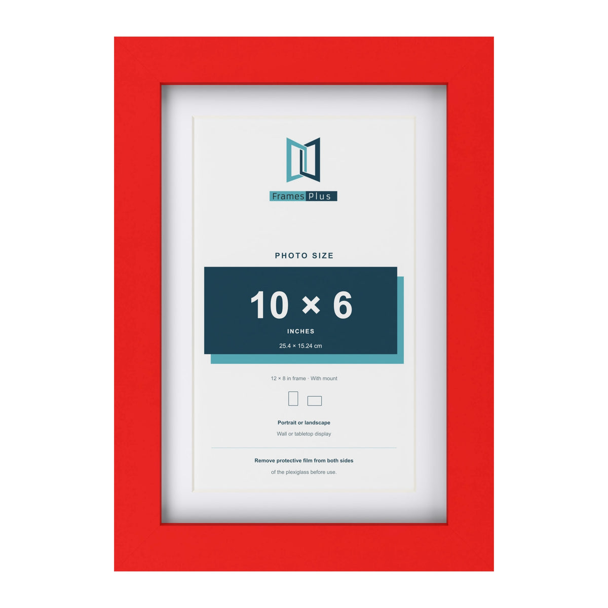 Red 12 x 8 inch picture frame with a white mount for a 10 x 6 inch photo