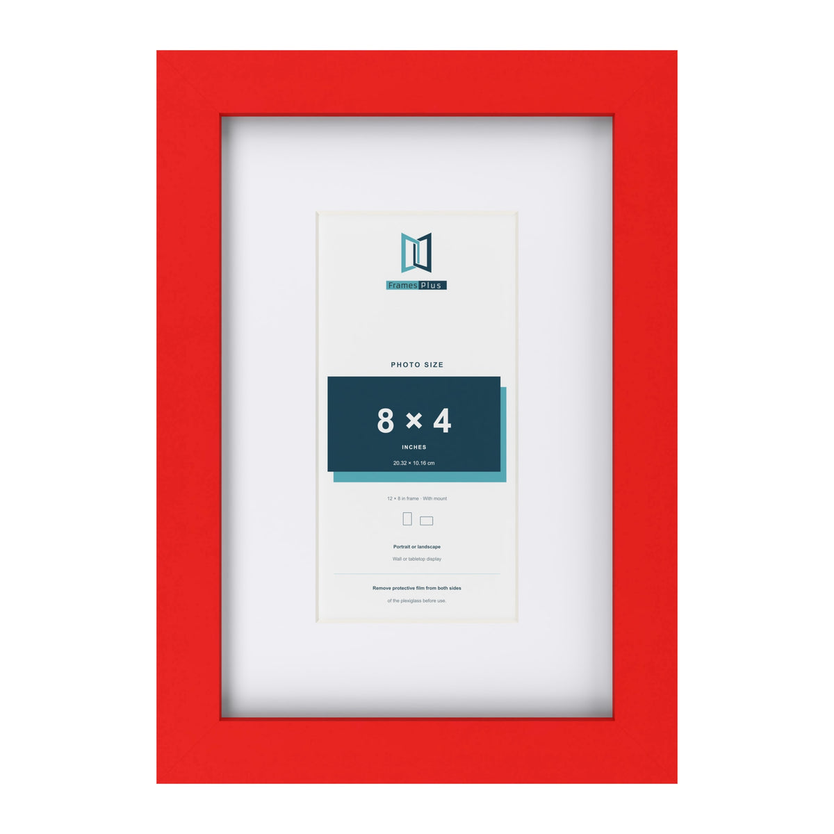 Red 12 x 8 inch picture frame with a white mount for an 8 x 4 inch photo