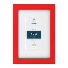 Red 12 x 8 inch picture frame with a white mount for an 8 x 4 inch photo