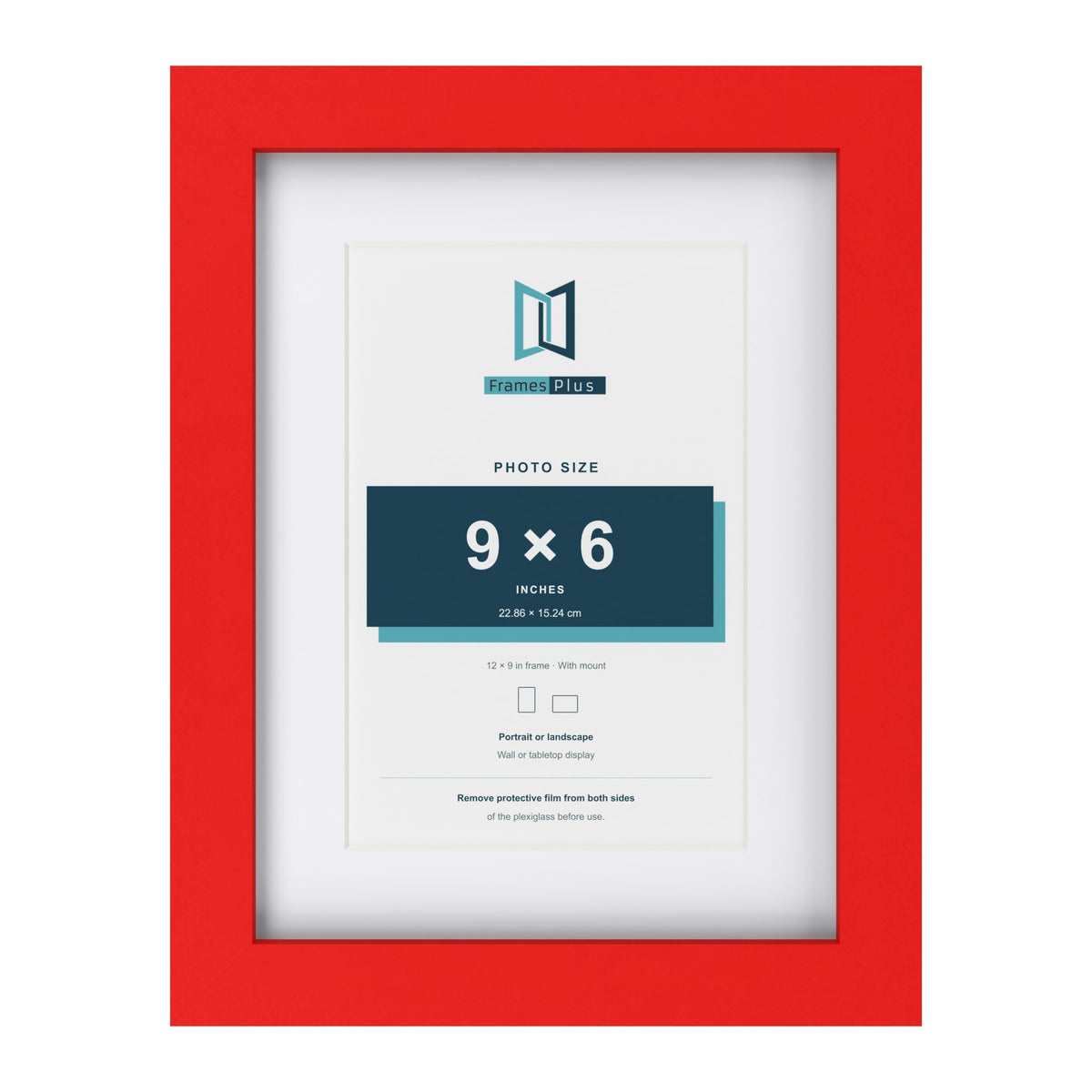 Red 12 x 9 inch picture frame with a white mount for a 9 x 6 inch photo