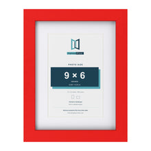 Red 12 x 9 inch picture frame with a white mount for a 9 x 6 inch photo