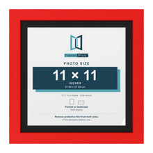 Red 13 x 13 inch picture frame with a black mount for an 11 x 11 inch photo