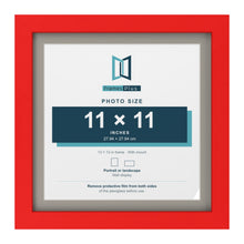 Red 13 x 13 inch picture frame with a Dawn Grey mount for an 11 x 11 inch photo