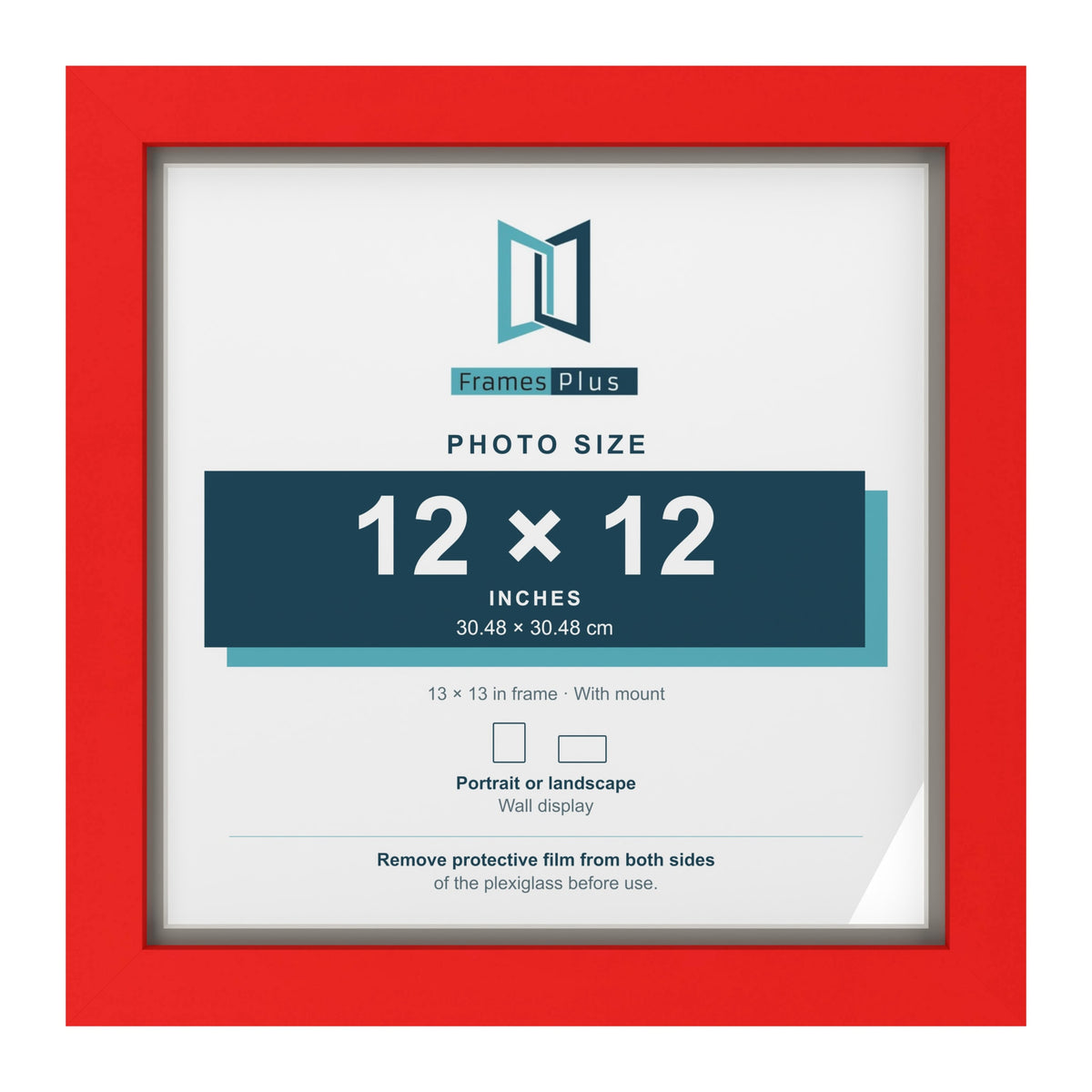 Red 13 x 13 inch picture frame with a Dawn Grey mount for a 12 x 12 inch photo