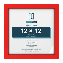 Red 13 x 13 inch picture frame with a Dawn Grey mount for a 12 x 12 inch photo