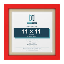 Red 13 x 13 inch picture frame with an ivory mount for an 11 x 11 inch photo