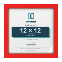 Red 13 x 13 inch picture frame with an ivory mount for a 12 x 12 inch photo