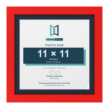 Red 13 x 13 inch picture frame with a Pacific Blue mount for an 11 x 11 inch photo