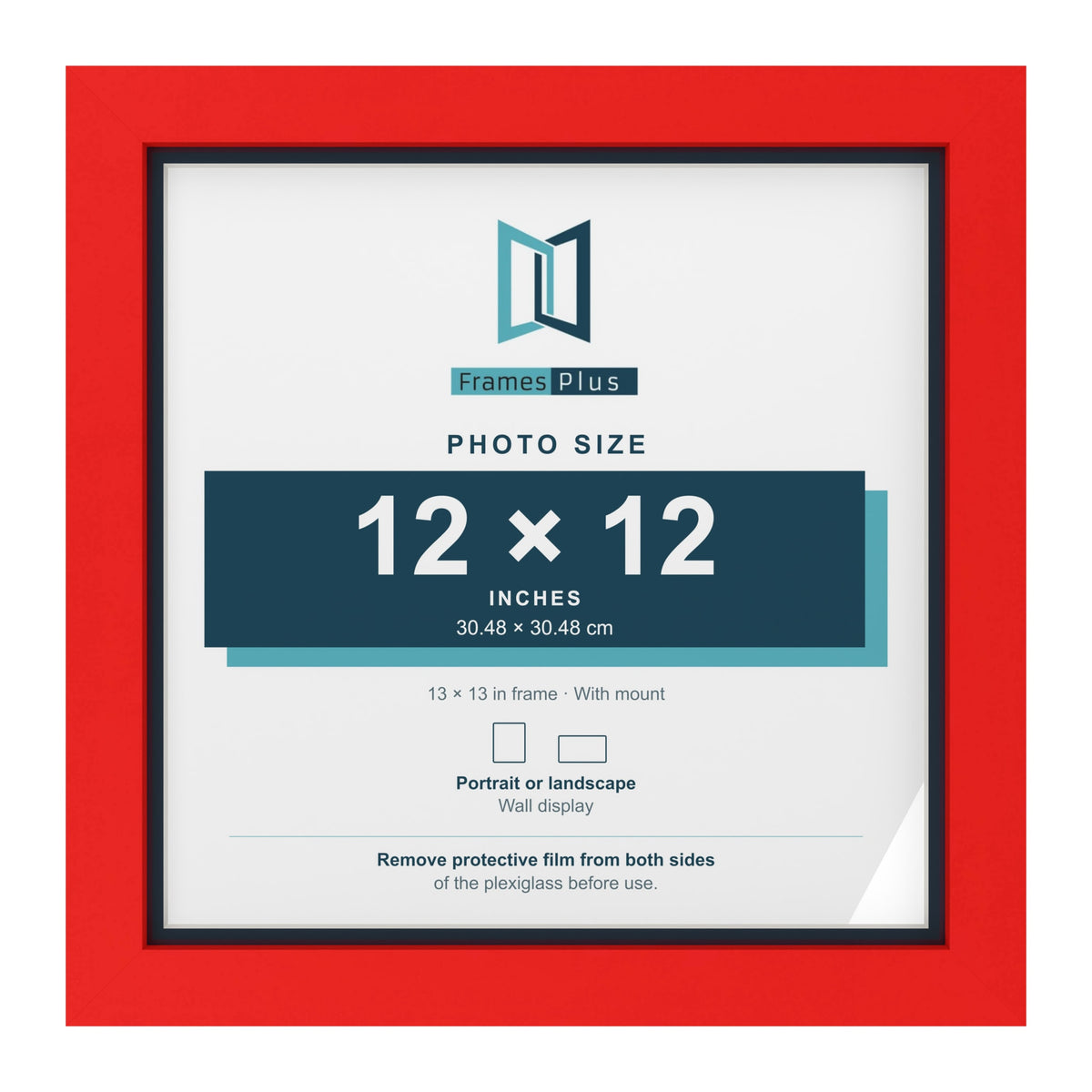 Red 13 x 13 inch picture frame with a Pacific Blue mount for a 12 x 12 inch photo