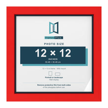 Red 13 x 13 inch picture frame with a Pacific Blue mount for a 12 x 12 inch photo