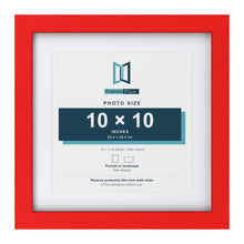 Red 13 x 13 inch picture frame with a white mount for a 10 x 10 inch photo