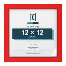 Red 13 x 13 inch picture frame with a white mount for a 12 x 12 inch photo