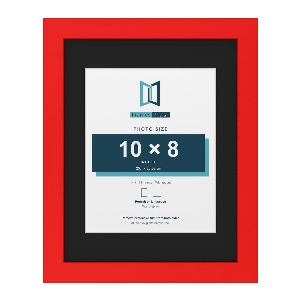 Red 14 x 11 inch picture frame with a black mount for a 10 x 8 inch photo