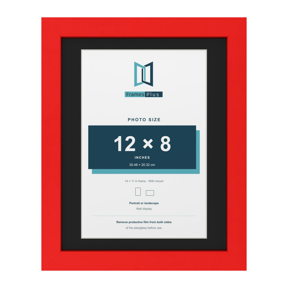 Red 14 x 11 inch picture frame with a black mount for a 12 x 8 inch photo