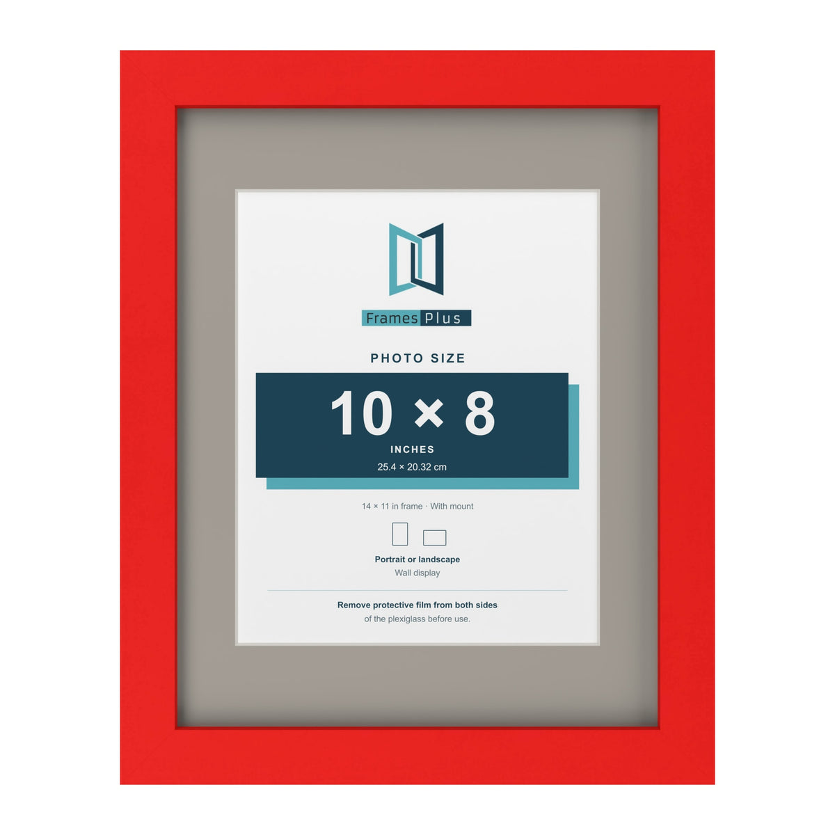 Red 14 x 11 inch picture frame with a Dawn Grey mount for a 10 x 8 inch photo