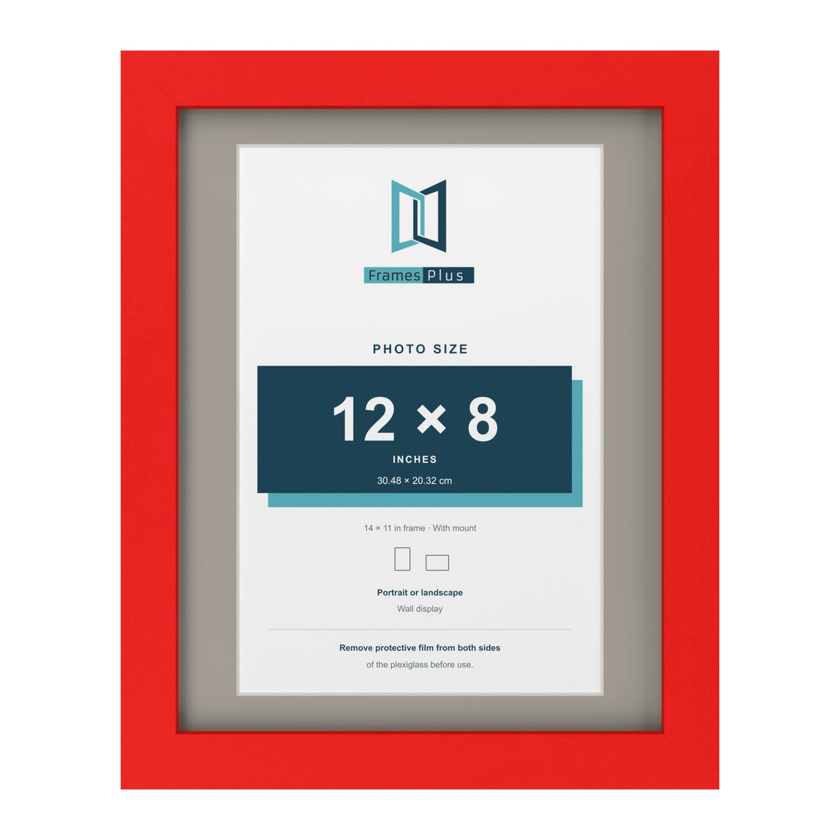 Red 14 x 11 inch picture frame with a Dawn Grey mount for a 12 x 8 inch photo