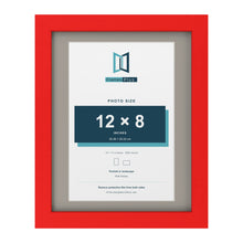 Red 14 x 11 inch picture frame with a Dawn Grey mount for a 12 x 8 inch photo