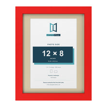 Red 14 x 11 inch picture frame with an ivory mount for a 12 x 8 inch photo