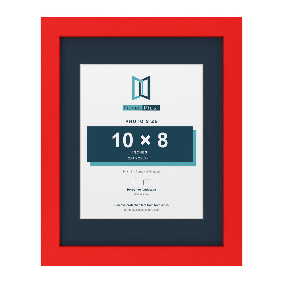 Red 14 x 11 inch picture frame with a Pacific Blue mount for a 10 x 8 inch photo