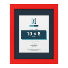 Red 14 x 11 inch picture frame with a Pacific Blue mount for a 10 x 8 inch photo