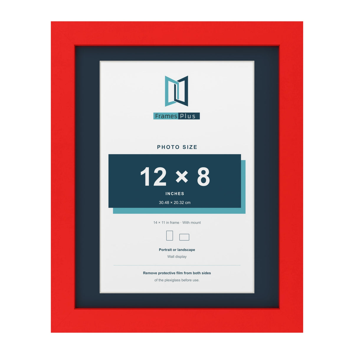 Red 14 x 11 inch picture frame with a Pacific Blue mount for a 12 x 8 inch photo