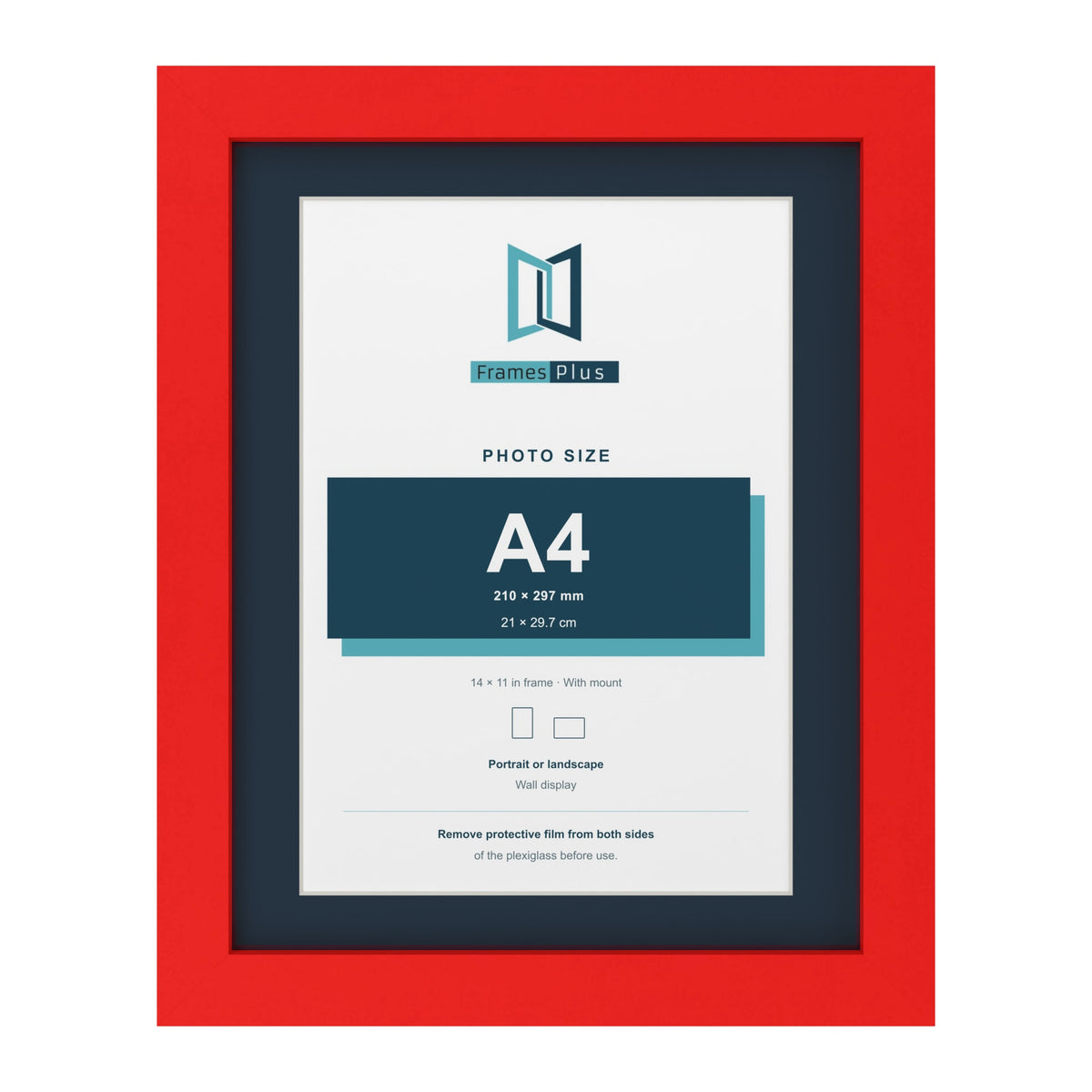 Red 14 x 11 inch picture frame with a Pacific Blue mount for an A4 photo