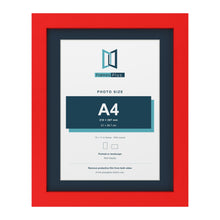 Red 14 x 11 inch picture frame with a Pacific Blue mount for an A4 photo