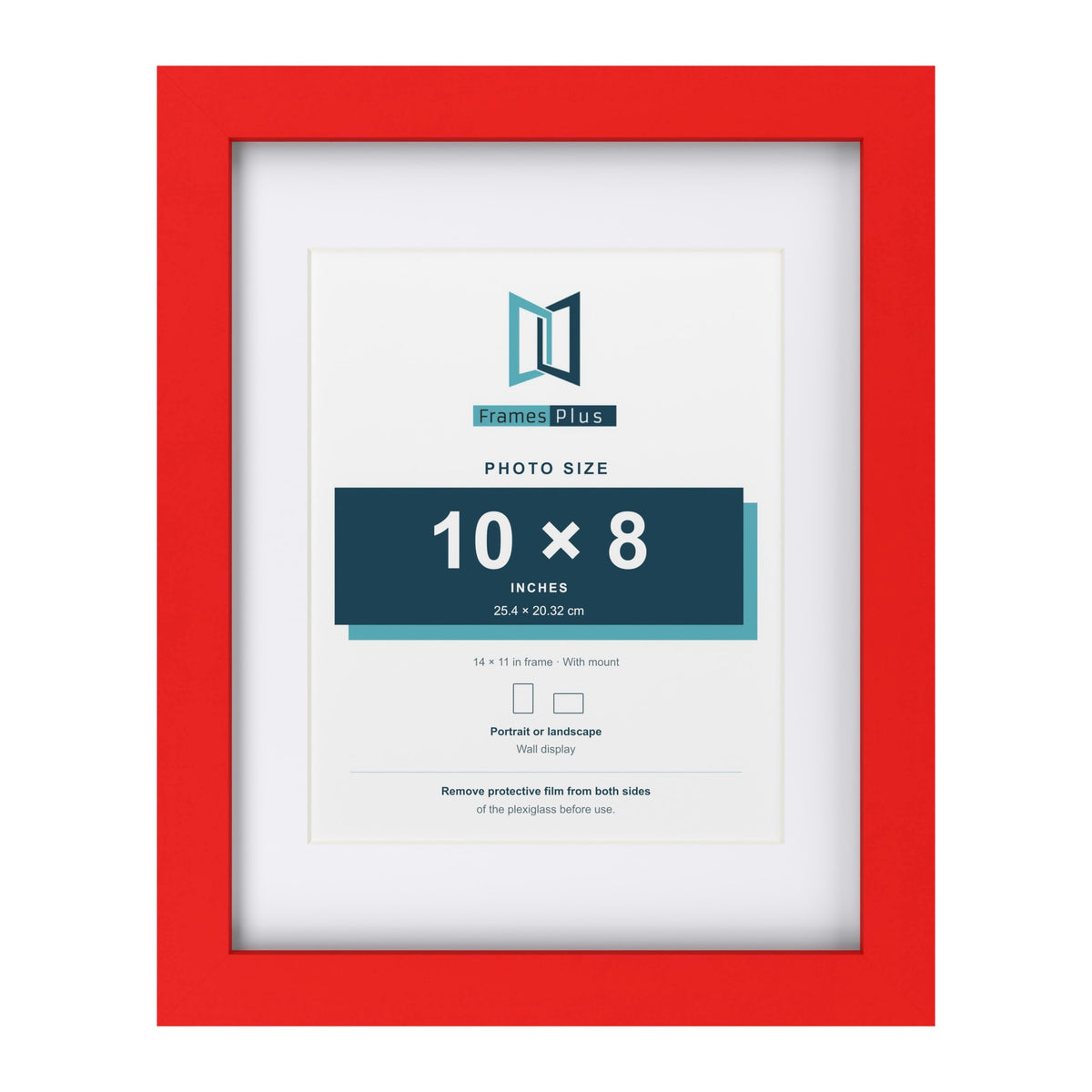Red 14 x 11 inch picture frame with a white mount for a 10 x 8 inch photo