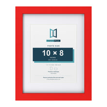 Red 14 x 11 inch picture frame with a white mount for a 10 x 8 inch photo