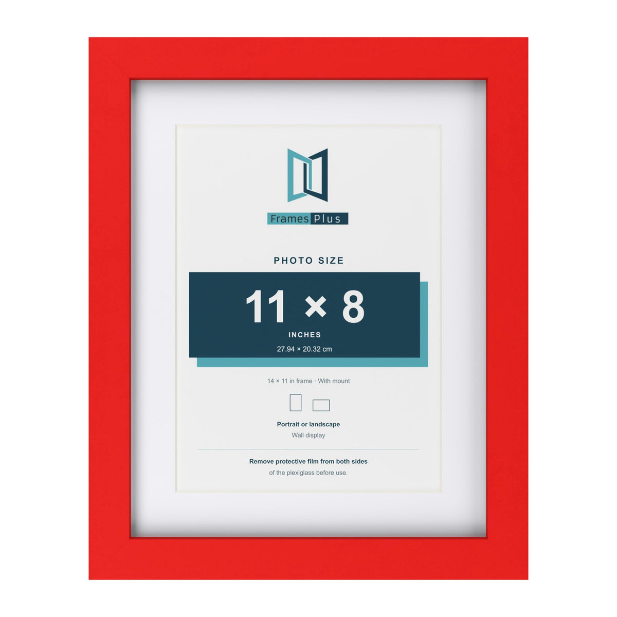 Red 14 x 11 inch picture frame with a white mount for an 11 x 8 inch photo