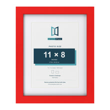 Red 14 x 11 inch picture frame with a white mount for an 11 x 8 inch photo
