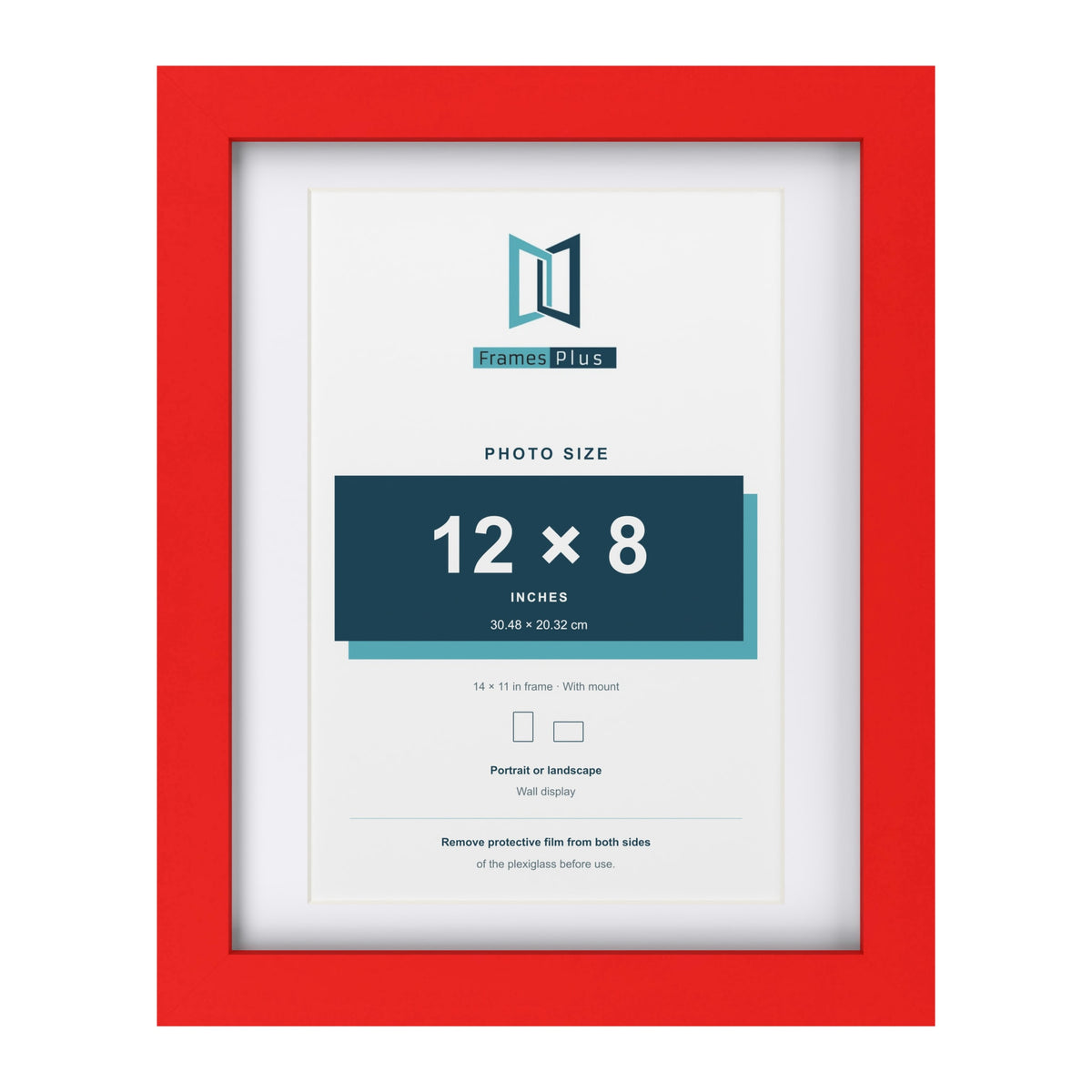 Red 14 x 11 inch picture frame with a white mount for a 12 x 8 inch photo