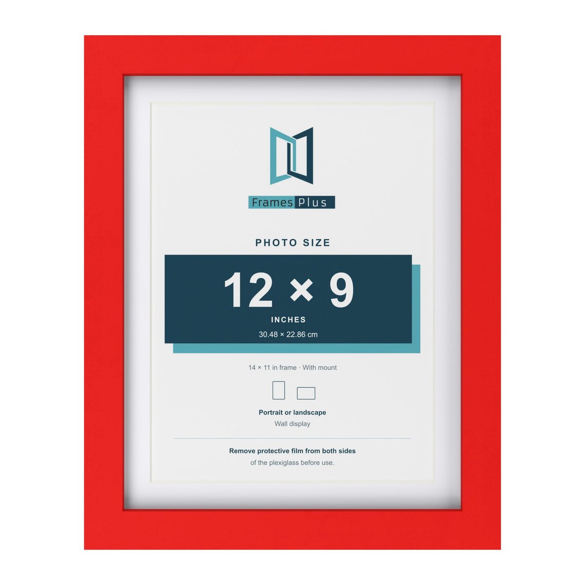 Red 14 x 11 inch picture frame with a white mount for a 12 x 9 inch photo