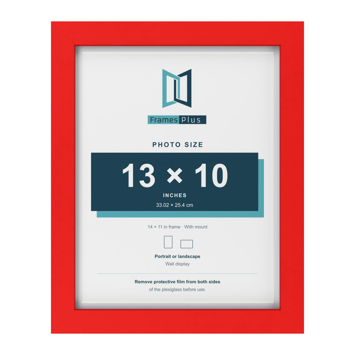 Red 14 x 11 inch picture frame with a white mount for a 13 x 10 inch photo