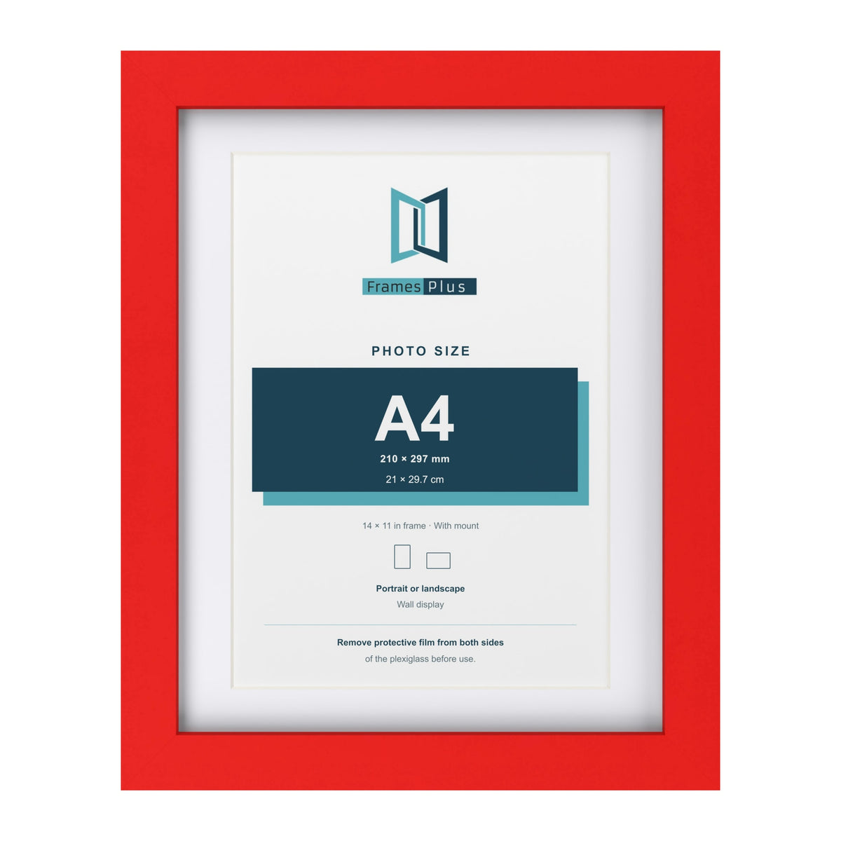 Red 14 x 11 inch picture frame with a white mount for an A4 photo
