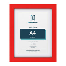 Red 14 x 11 inch picture frame with a white mount for an A4 photo