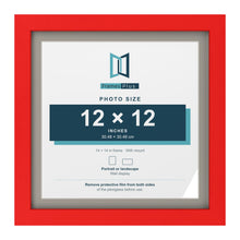 Red 14 x 14 inch picture frame with a Dawn Grey mount for a 12 x 12 inch photo