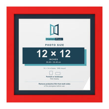Red 14 x 14 inch picture frame with a Pacific Blue mount for a 12 x 12 inch photo